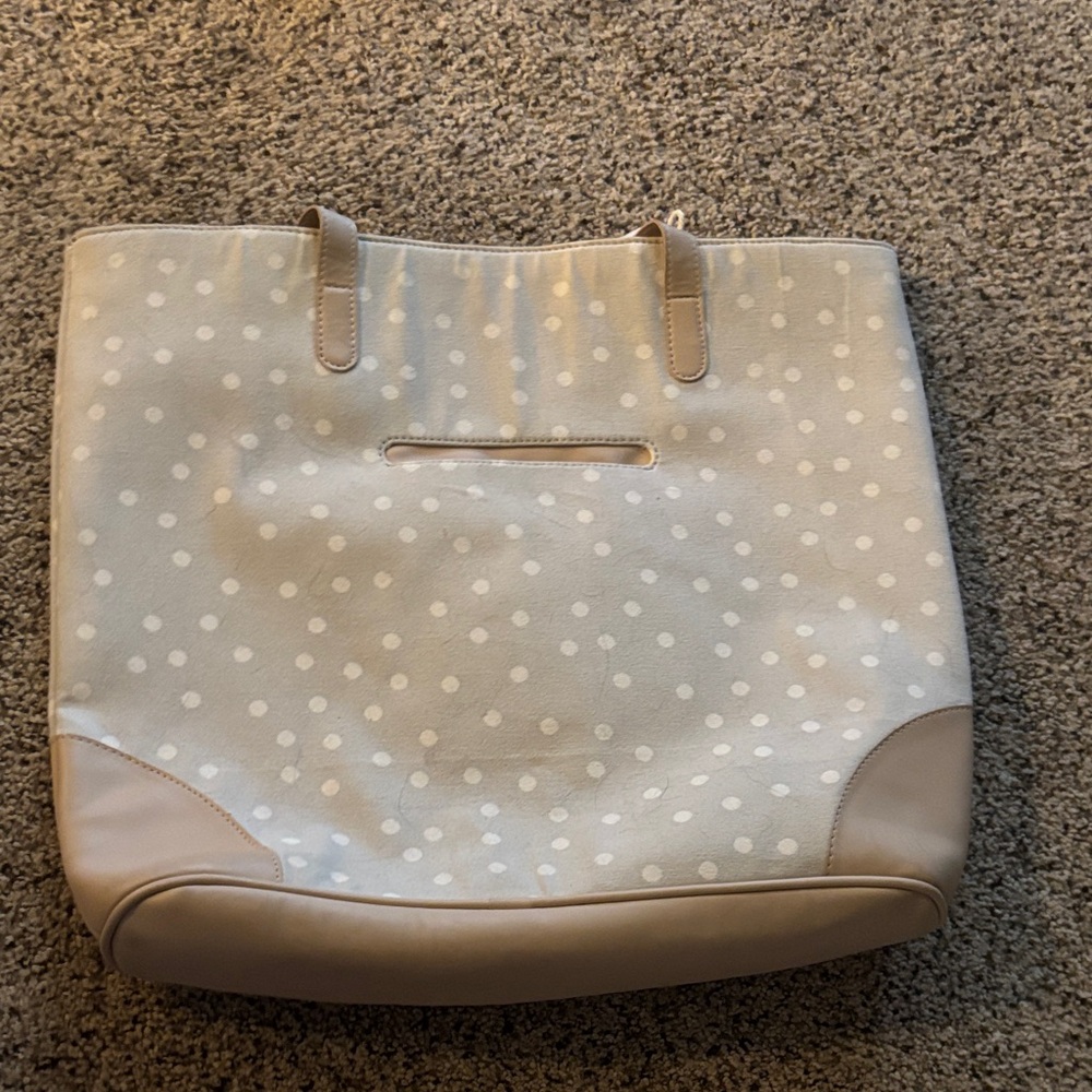 Elegant Cream and Tan Polka Dot Tote